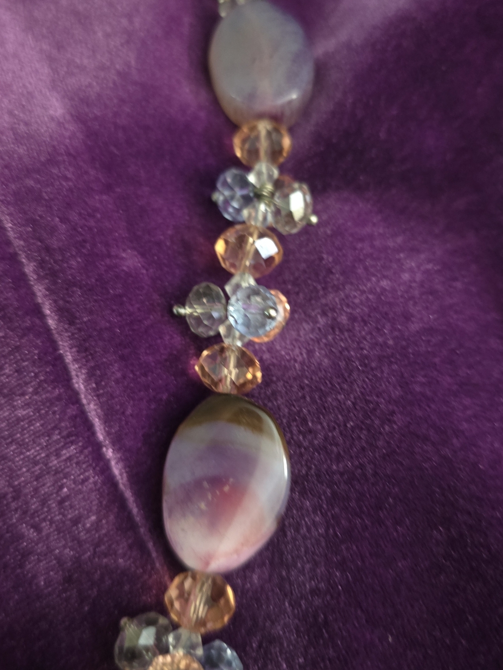 Multicolor Beaded Glass Statement Necklace - Elegant Pink & Gold Accents - Picture 2 of 6